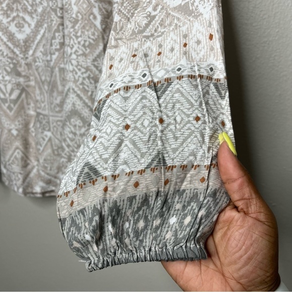 Panhandle Women Top Medium Peasant Boho Cottage Southwestern Scoop Neck Tan - Picture 8 of 11